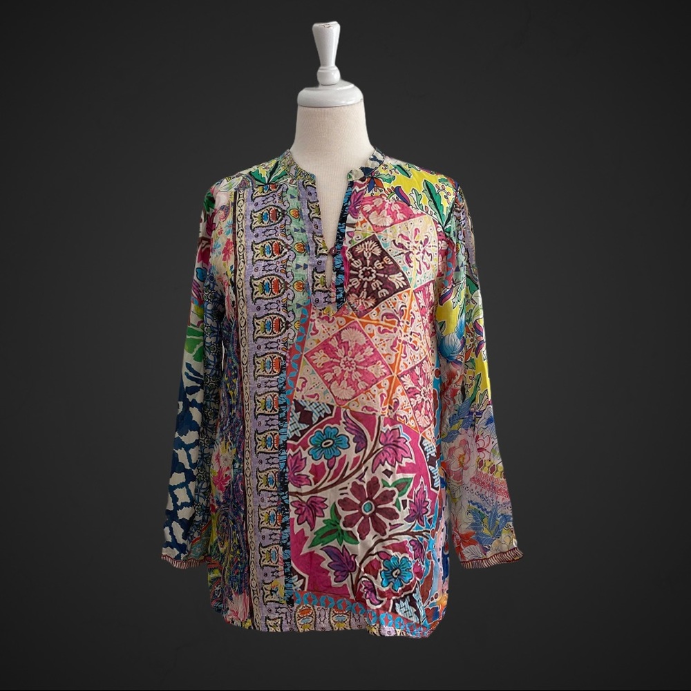 Johnny Was Silk NWT Revine Blouse Top Boho XS